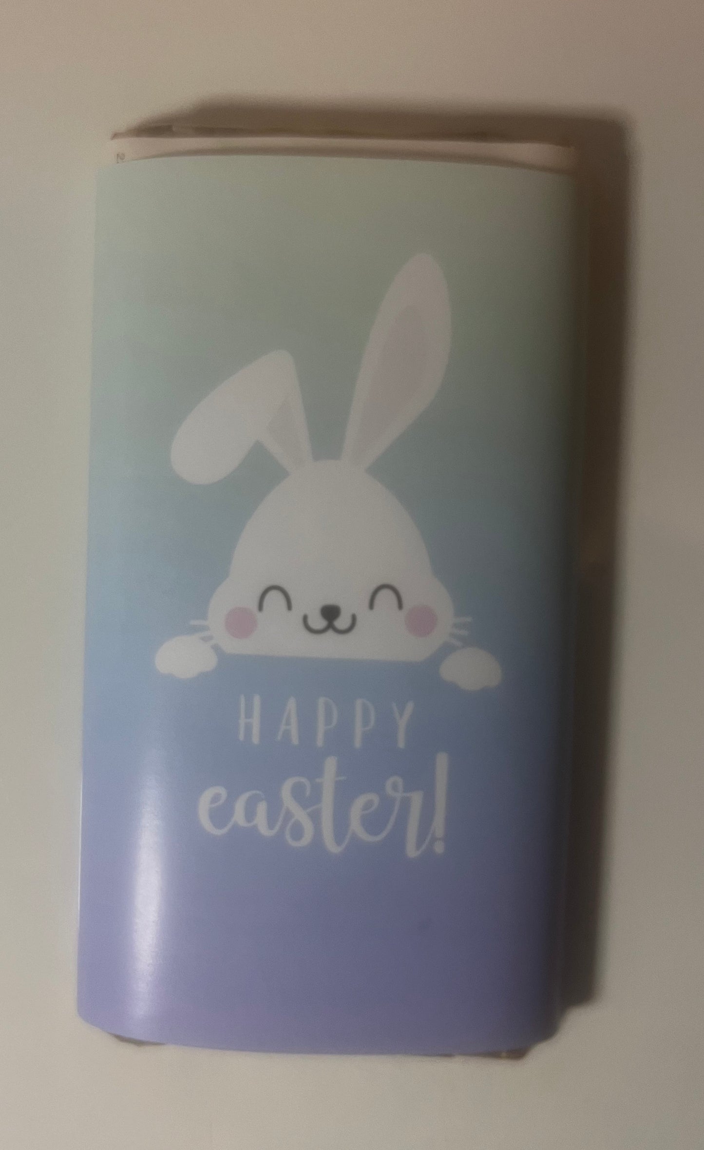 Happy Easter bunny chocolate wrapper blue ombré (chocolate not included)