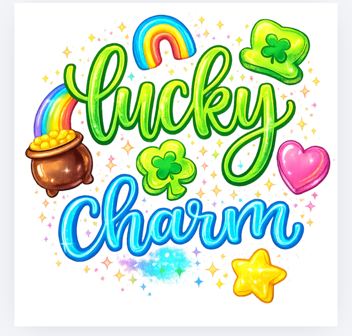 Lucky charm with rainbow st Patrick’s Day DTF (POD) exclusive