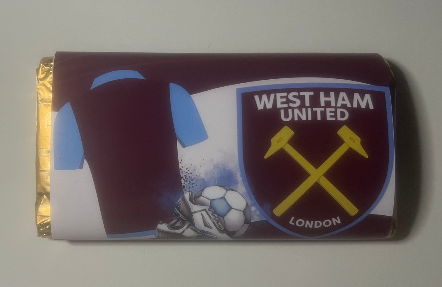 Football team chocolate wrapper (chocolate not included)