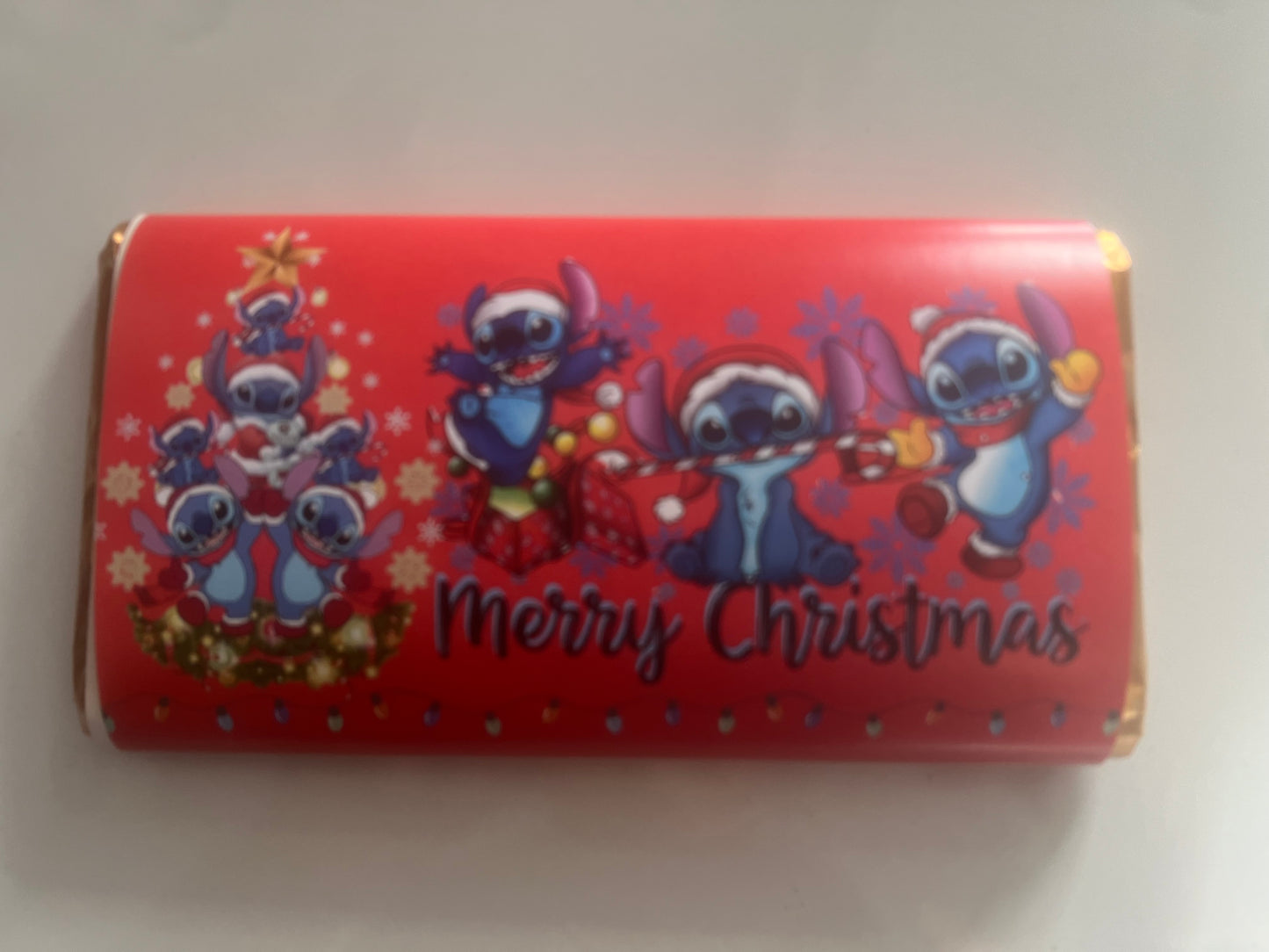 Stitch christmas chocolate bar wrapper