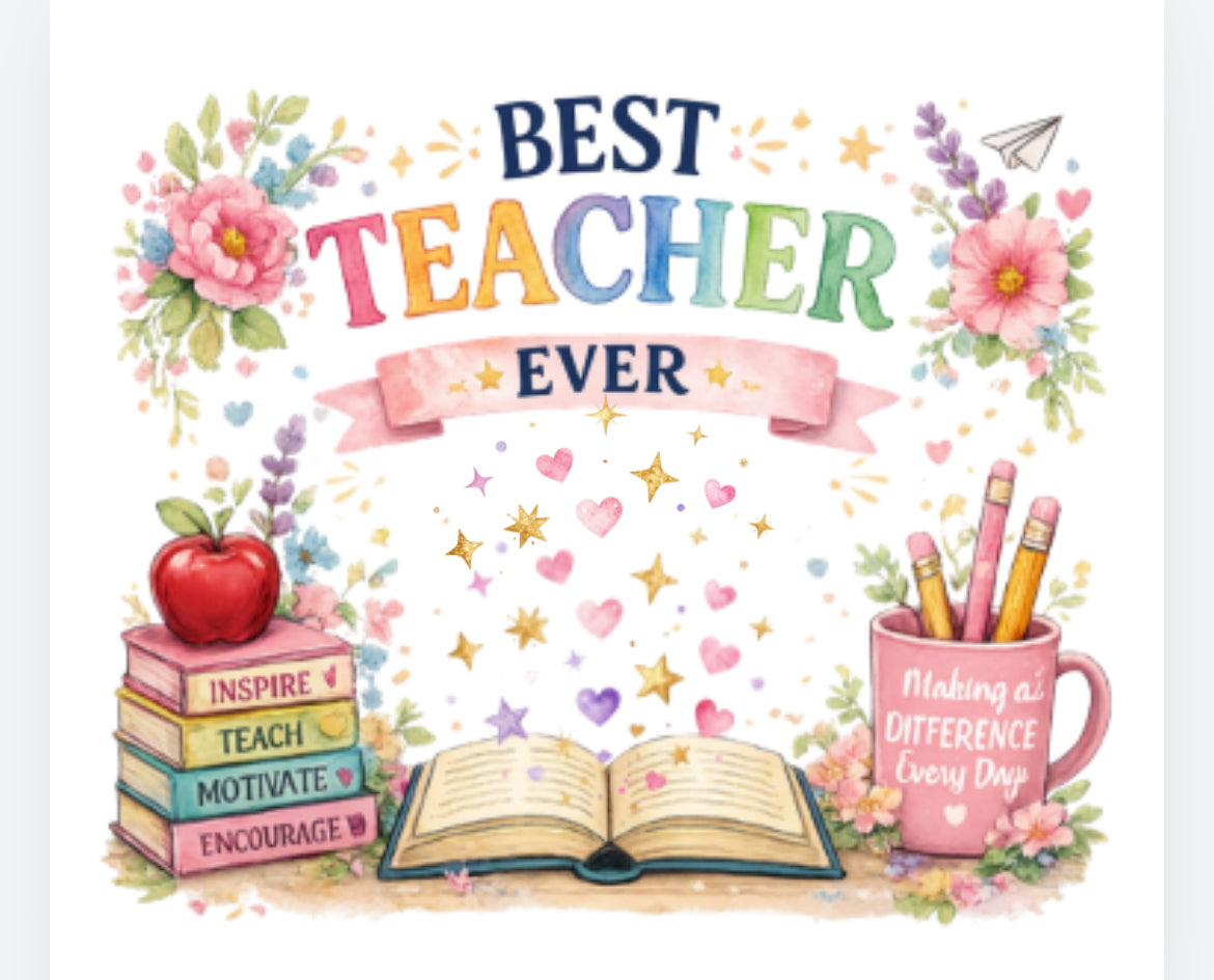 Best teacher ever decal pastel (UVPOD)