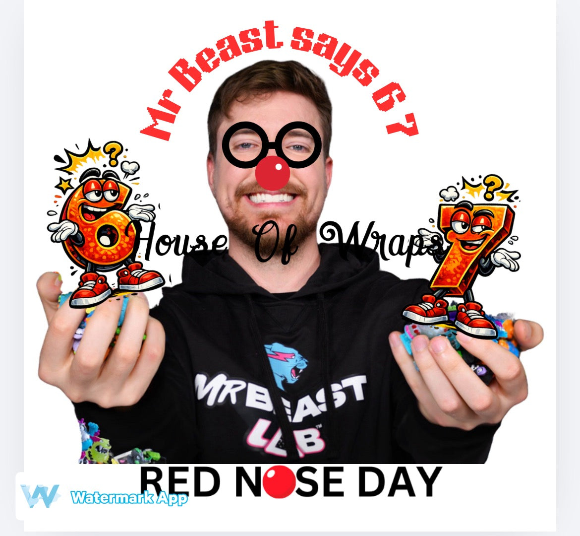 Mr beast labs 6 7 Red Nose Day DTF (POD) exclusive