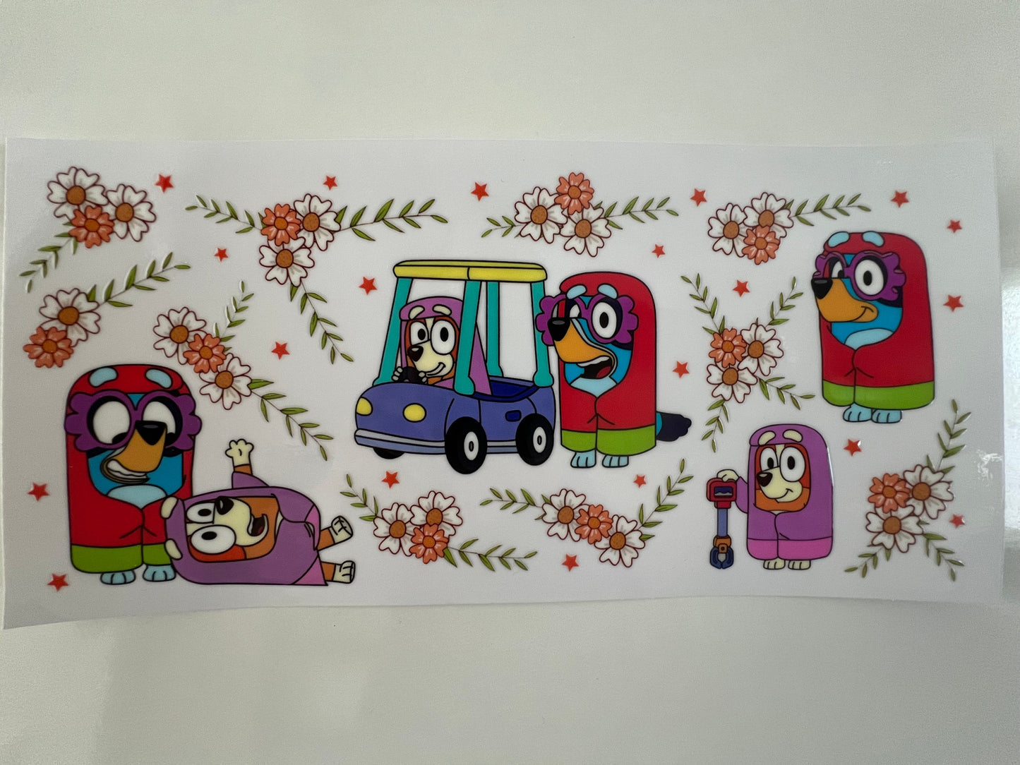 Bluey in a car wrap
