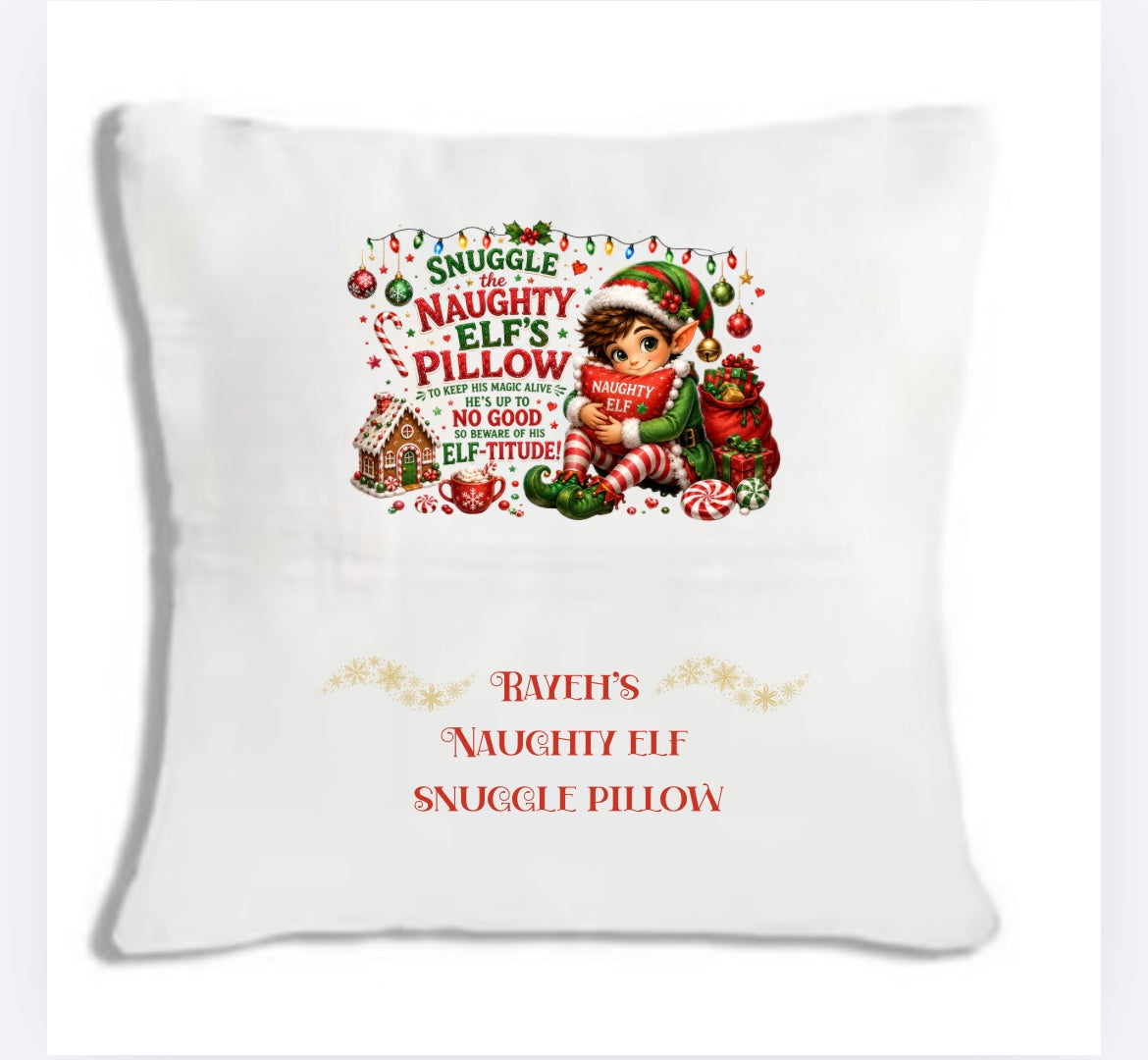 Christmas pocket cushion cover including personalised DTF - cannot be sent by large letter postage