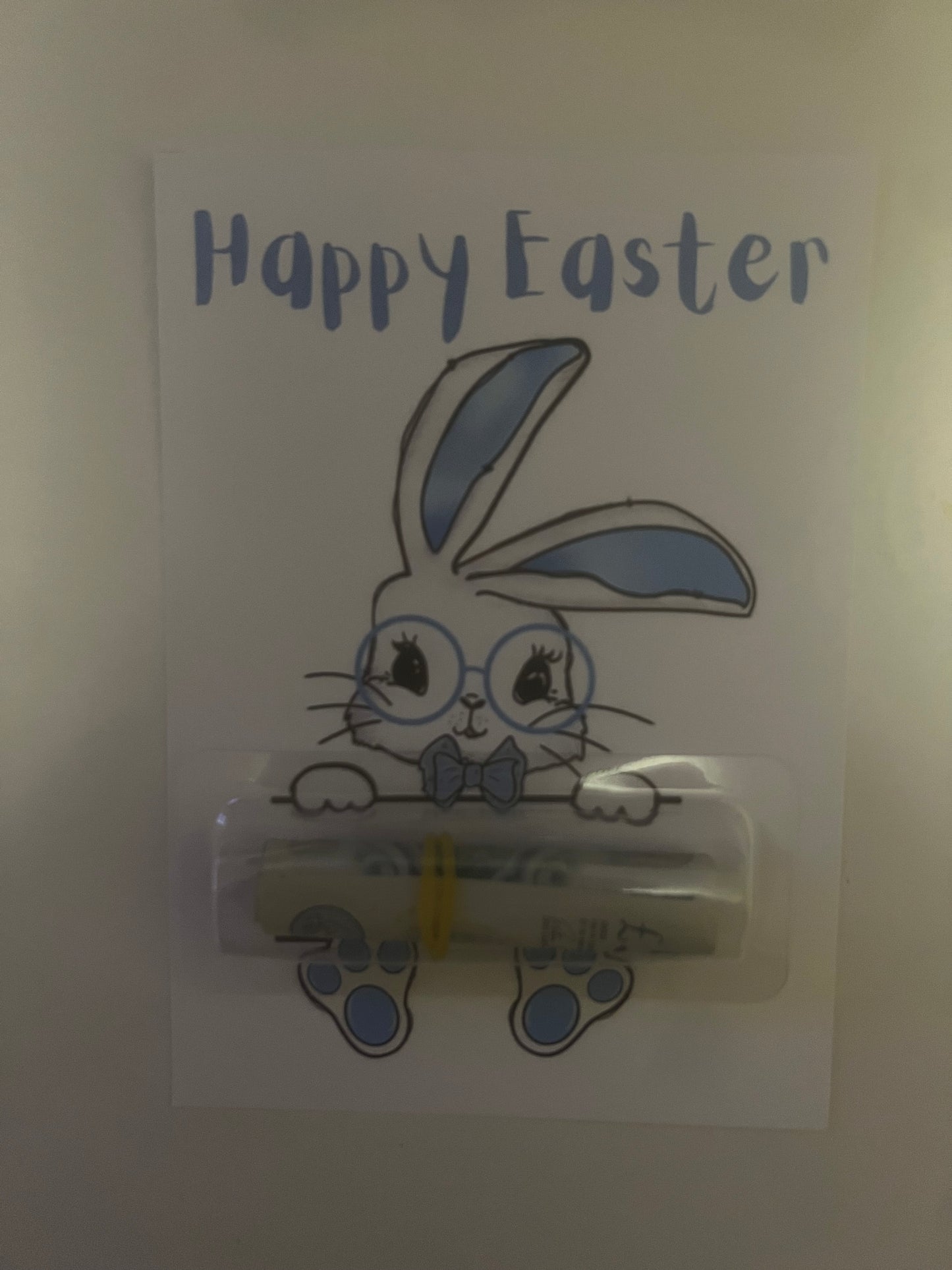 Easter bunny (blue) money card (money not included)