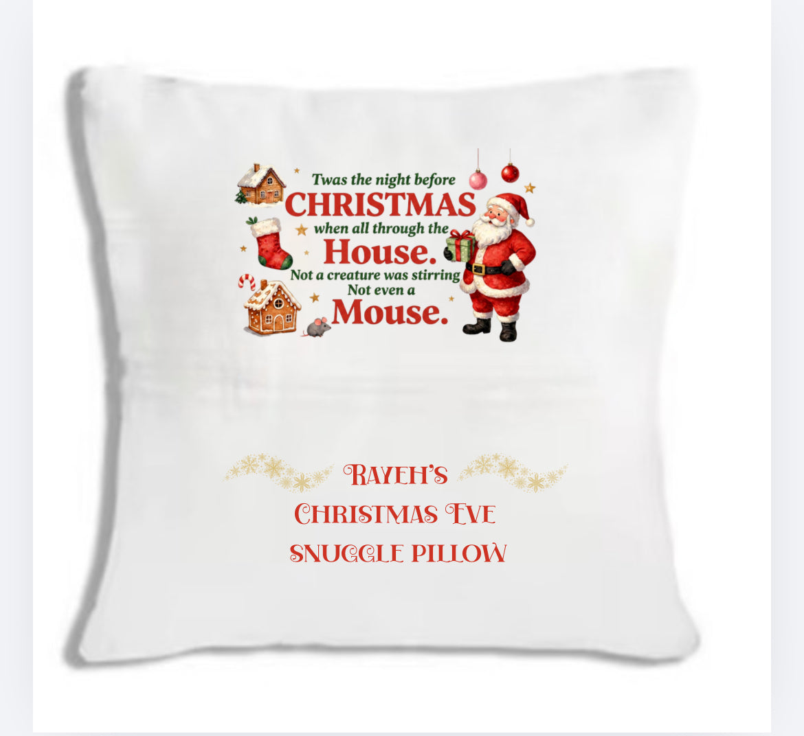 Christmas cushion cover DTF approx 25cm personalised DTF (POD) cushion cover sold seperately