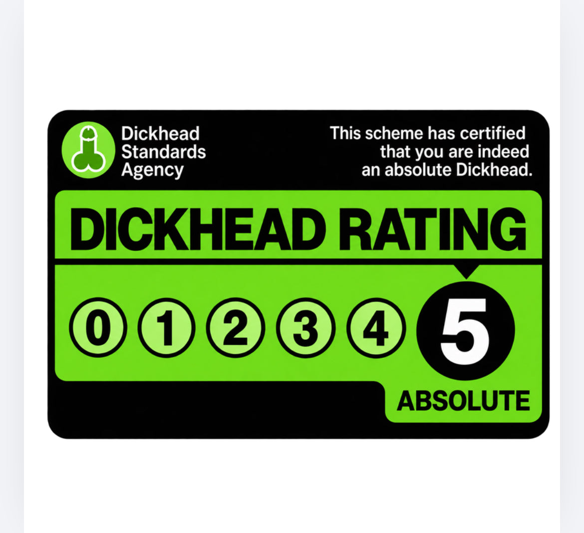 Dickhead rating 5⭐️ decal (UVPOD)