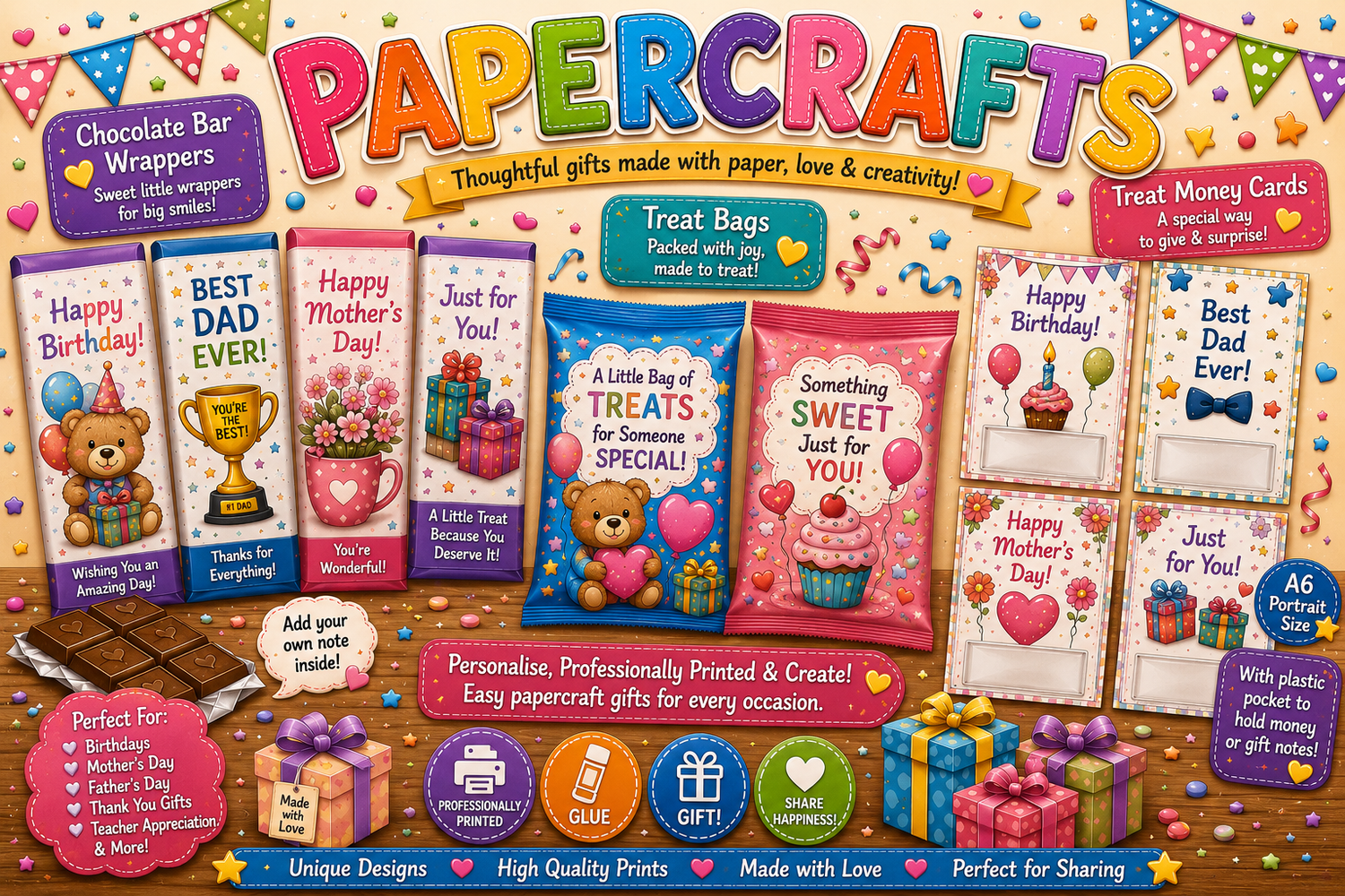 Chocolate bar wrappers and all things papercrafts