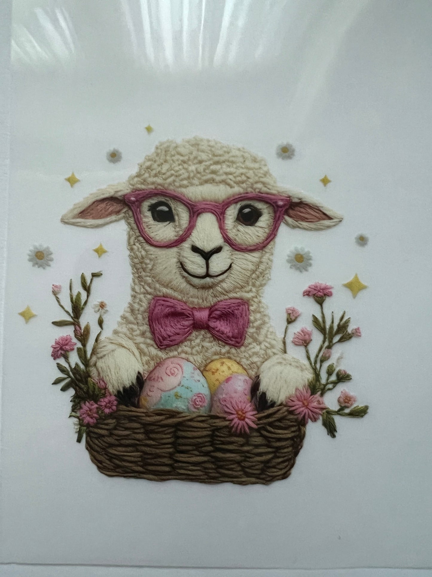 Faux embroidery easter lamb DTF transfer POD
