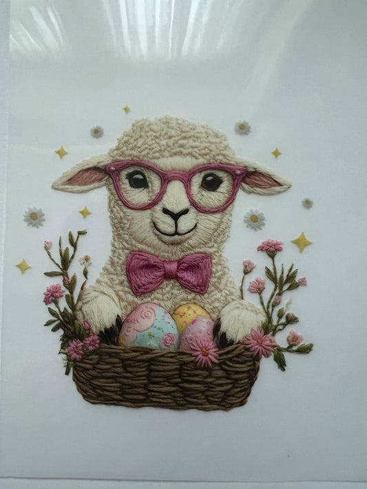 Faux embroidery easter lamb DTF transfer POD