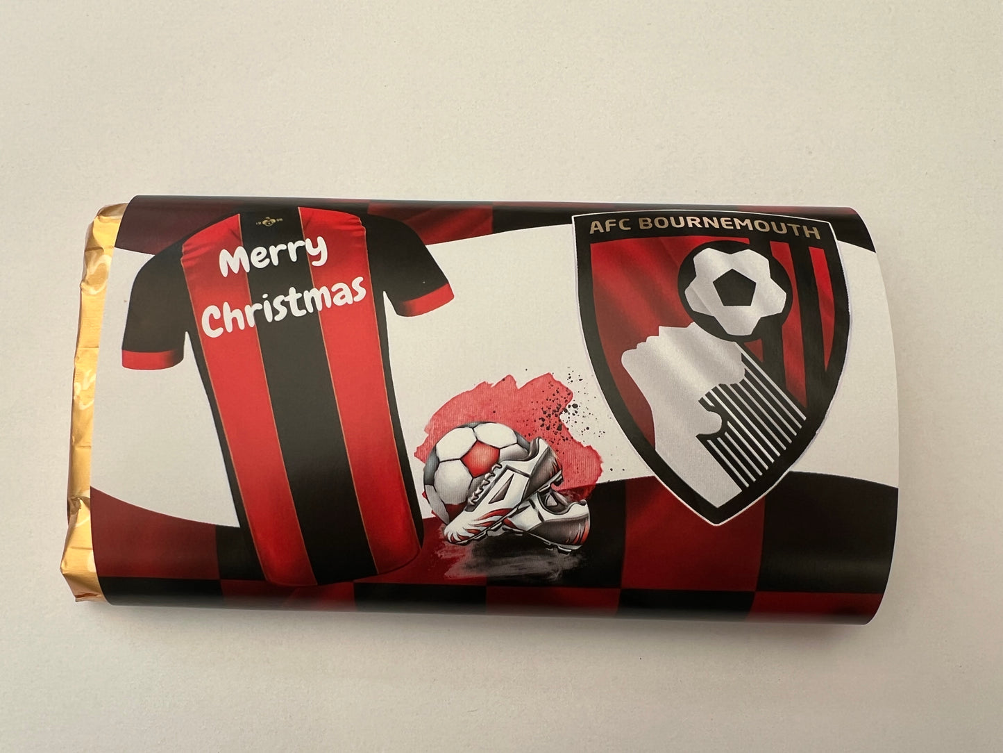 Christmas Football team chocolate wrapper (chocolate not included)