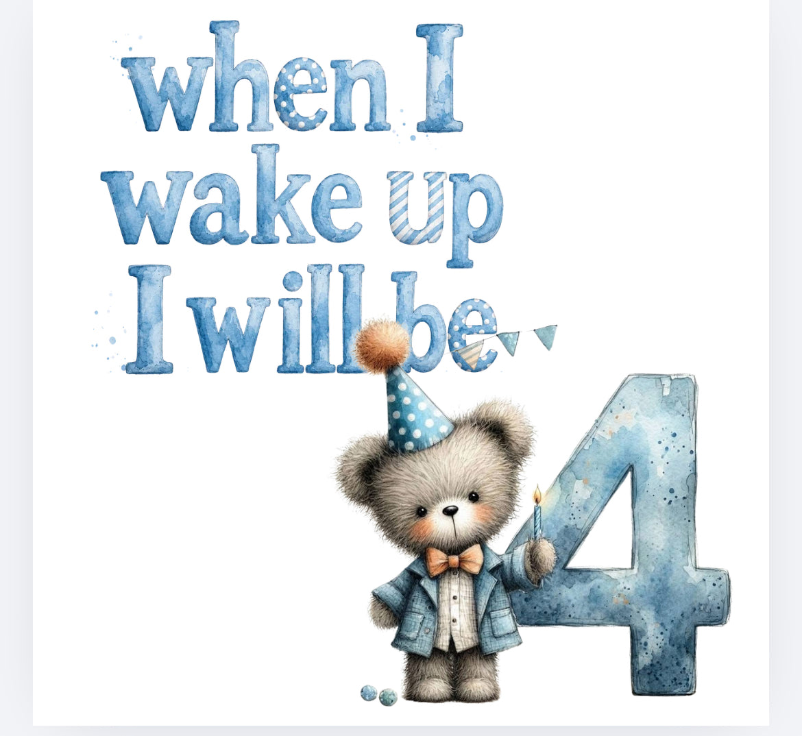 When I wake up blue whimsical bear DTF (POD) exclusive