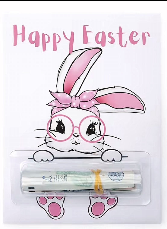 Easter bunny (pink)  money card (money not included)