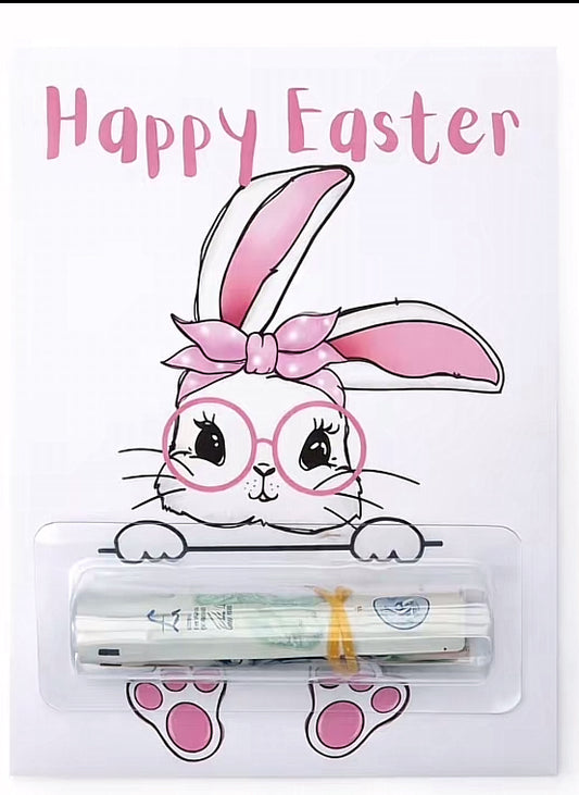 Easter bunny (pink)  money card (money not included)