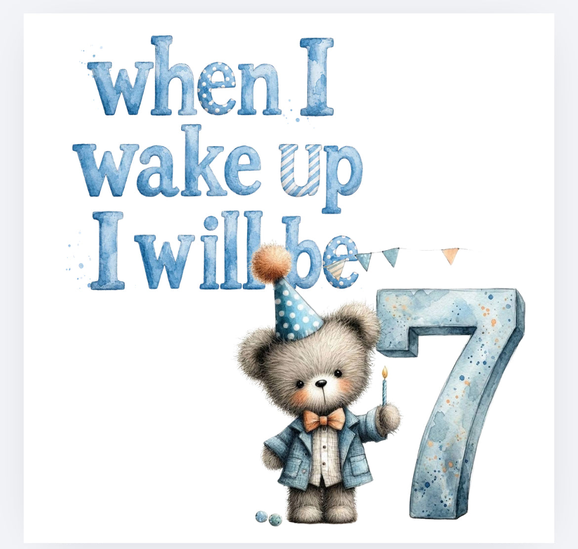 When I wake up blue whimsical bear DTF (POD) exclusive
