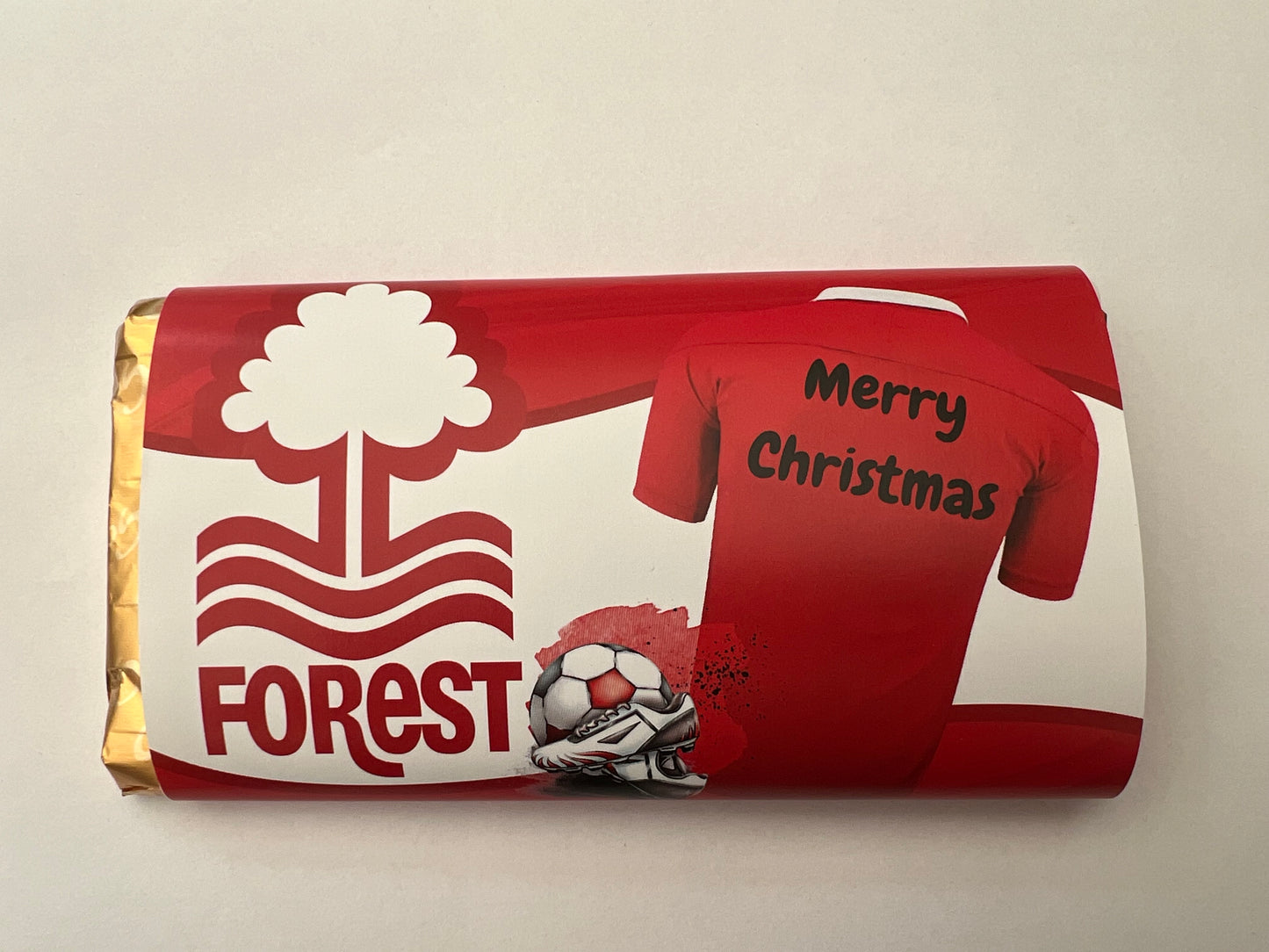 Christmas Football team chocolate wrapper (chocolate not included)