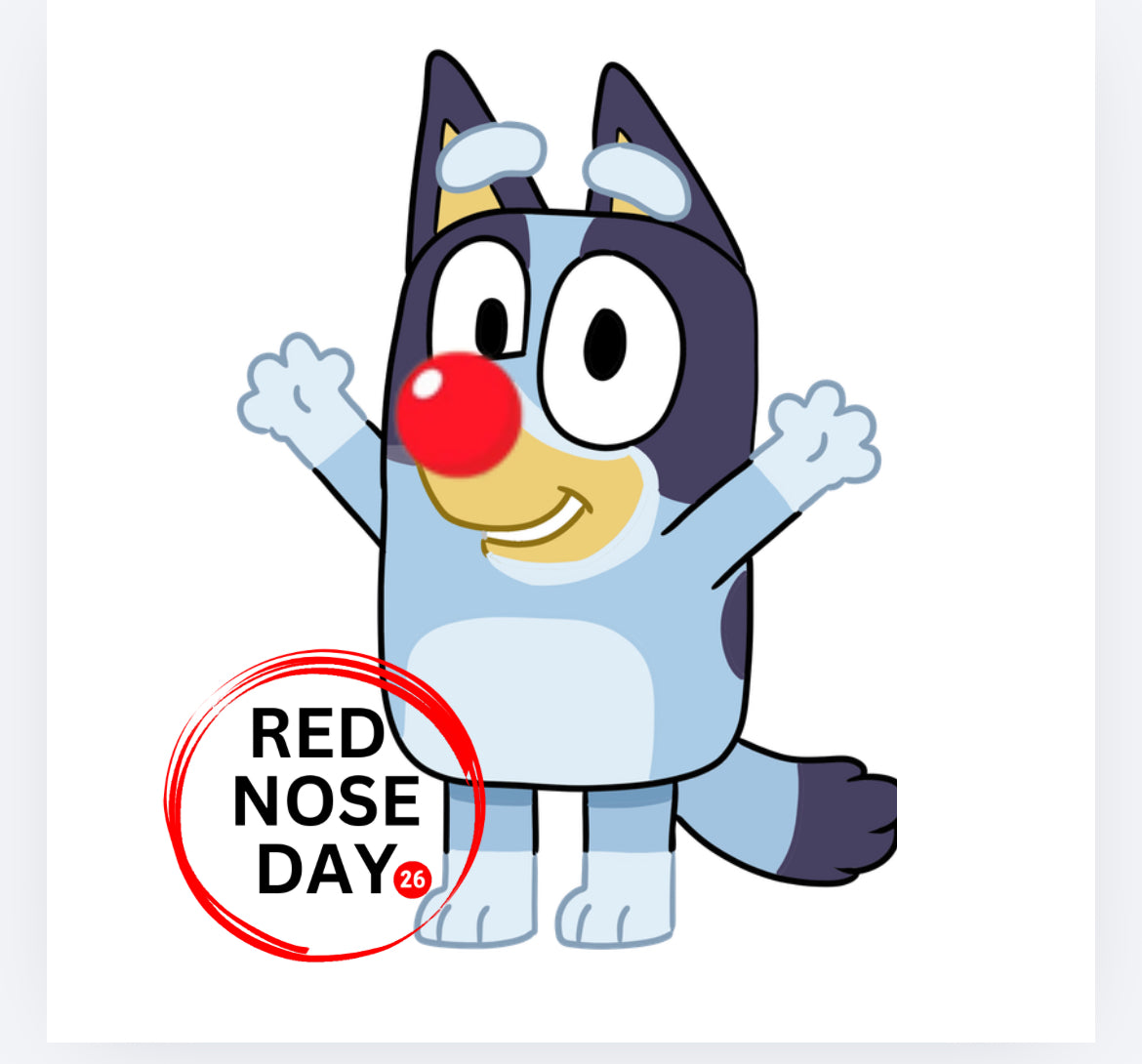 Bluey Red Nose Day DTF (POD) exclusive