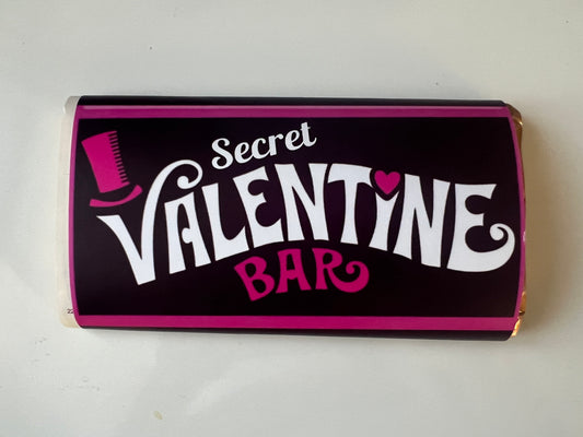 Secret valentines wonka style chocolate bar wrapper