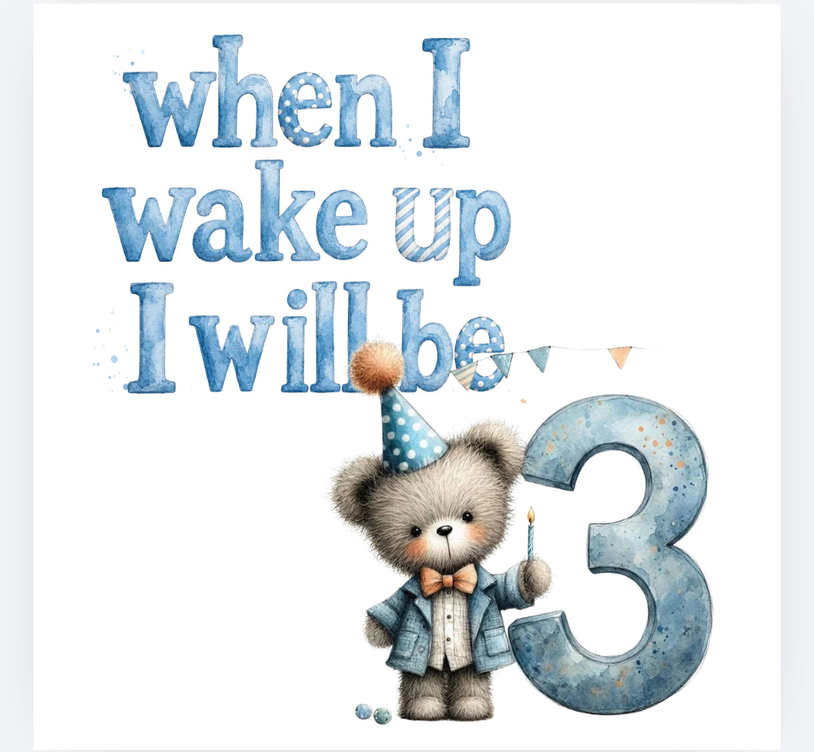 When I wake up blue whimsical bear DTF (POD) exclusive
