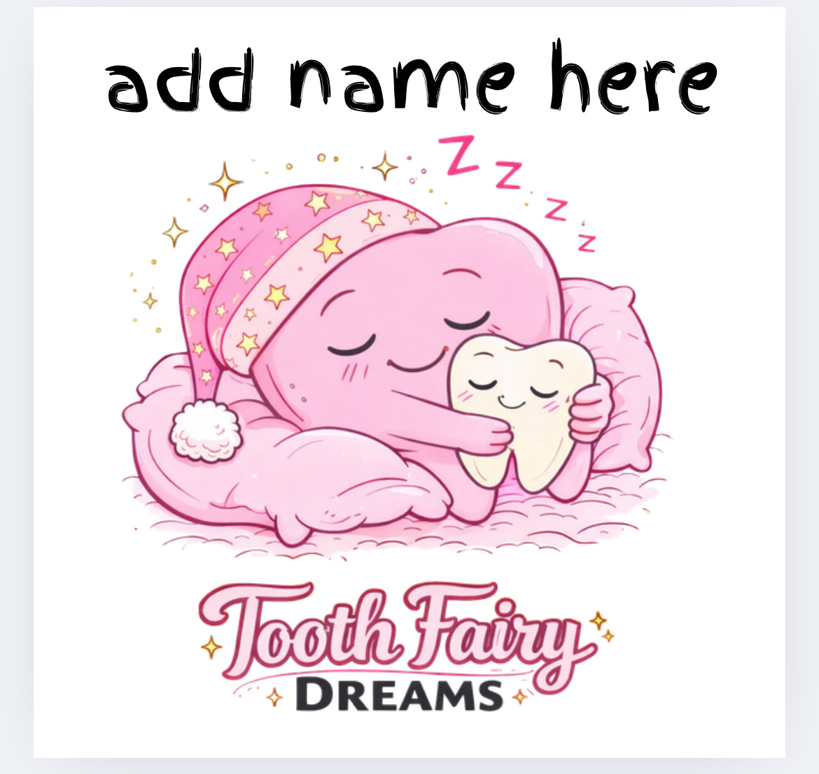 Tooth fairy with name option DTF transfer (POD)