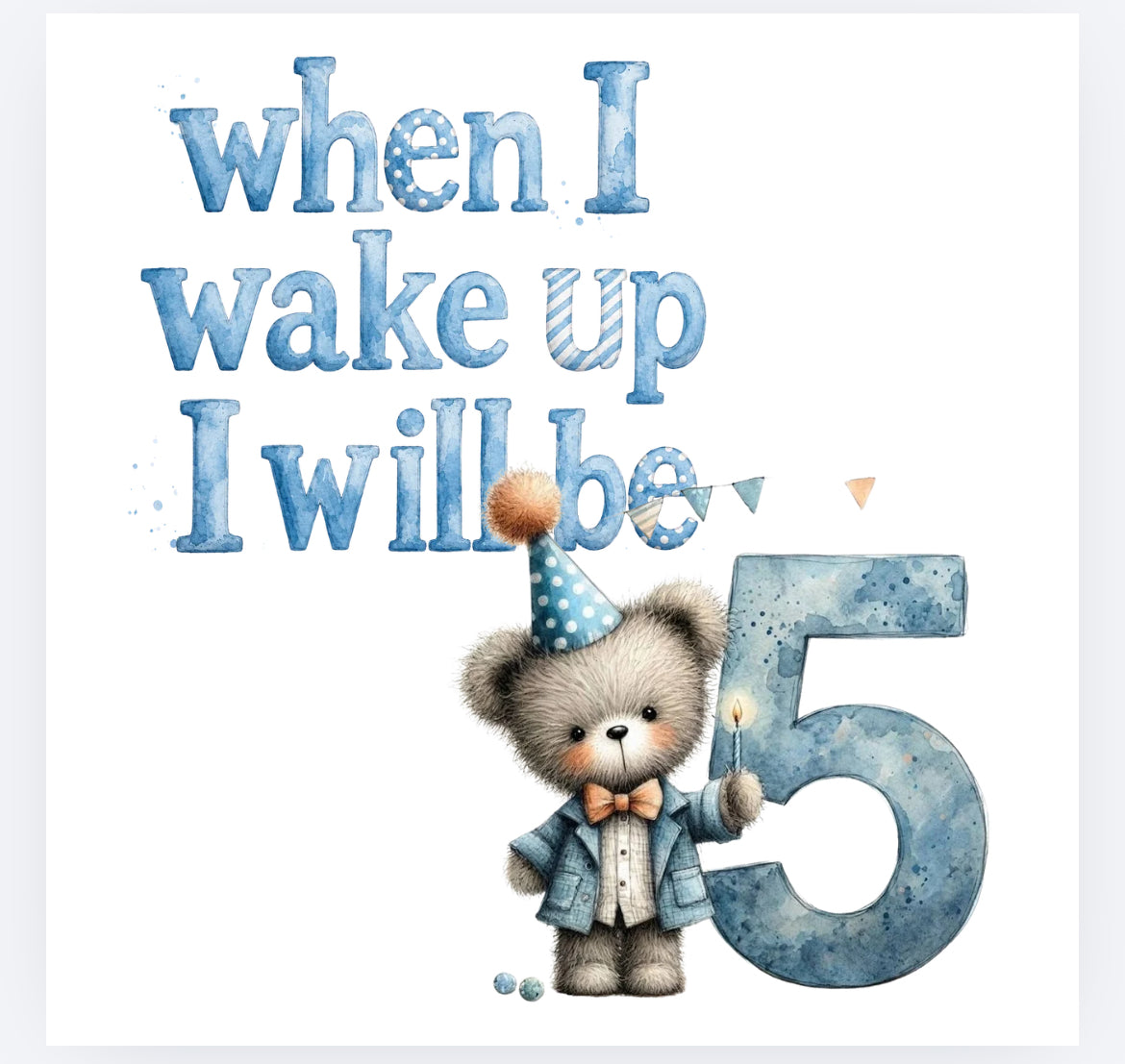 When I wake up blue whimsical bear DTF (POD) exclusive