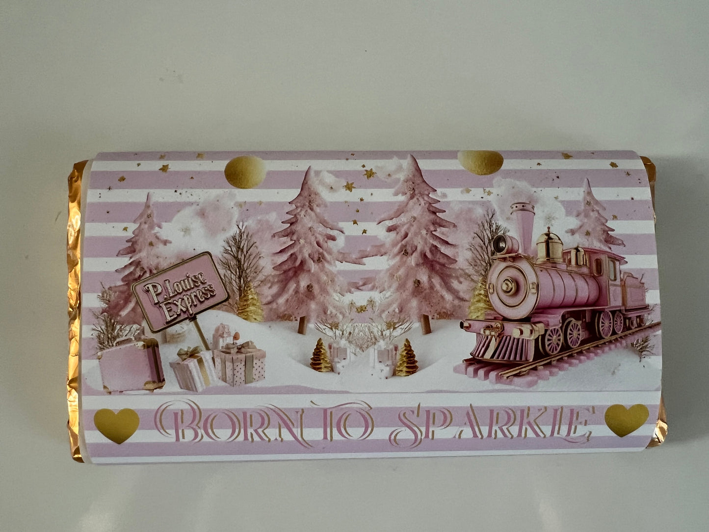 PLouise born to sparkle chocolate bar wrapper