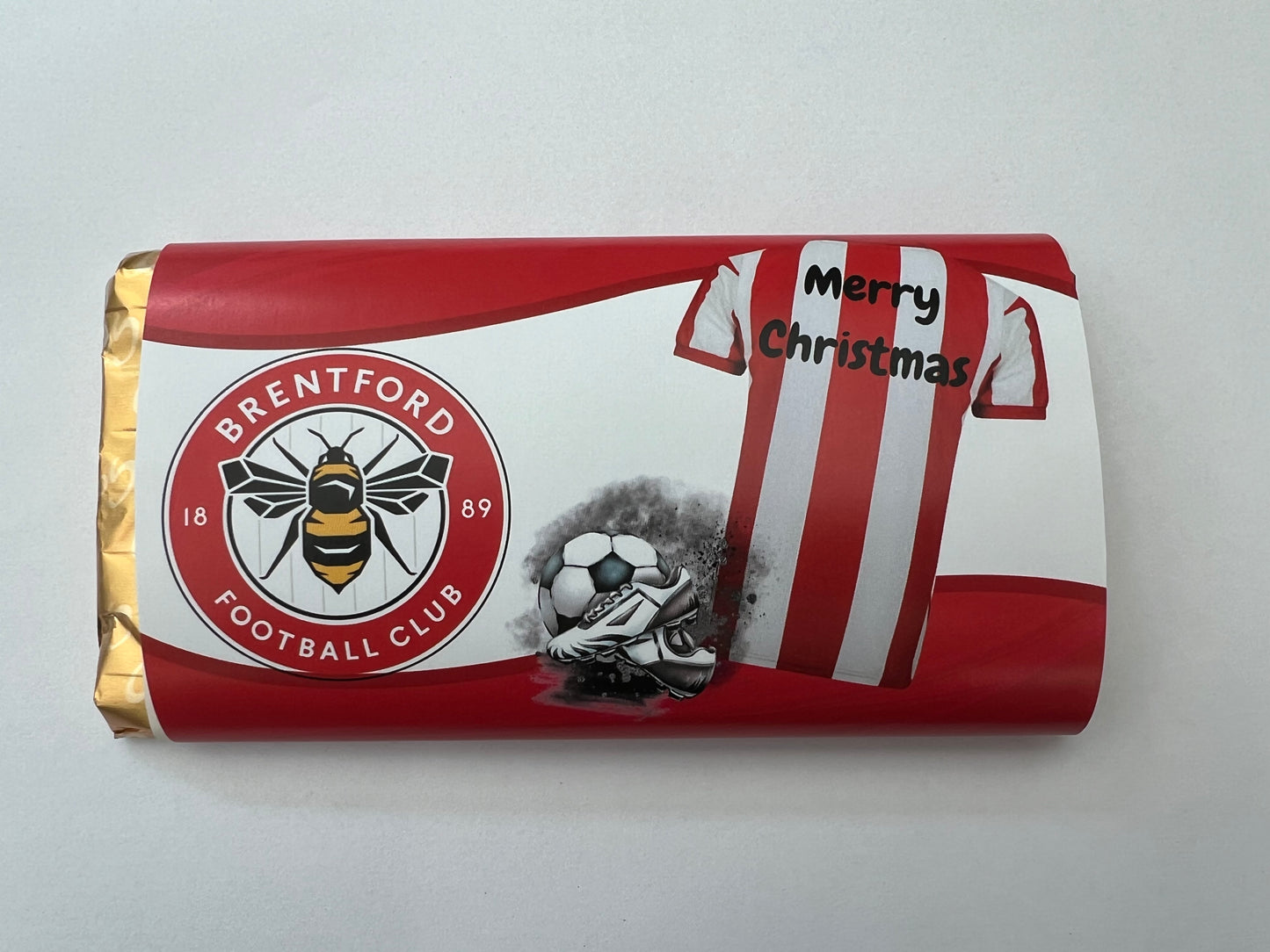 Christmas Football team chocolate wrapper (chocolate not included)