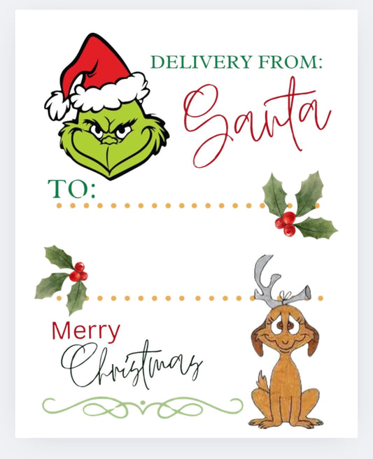 Christmas sack / box character  DTF transfer POD - first name can be added - read description