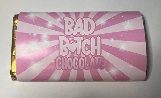 plouise bad bitch chocolate,pink flare chocolate bar wrapper