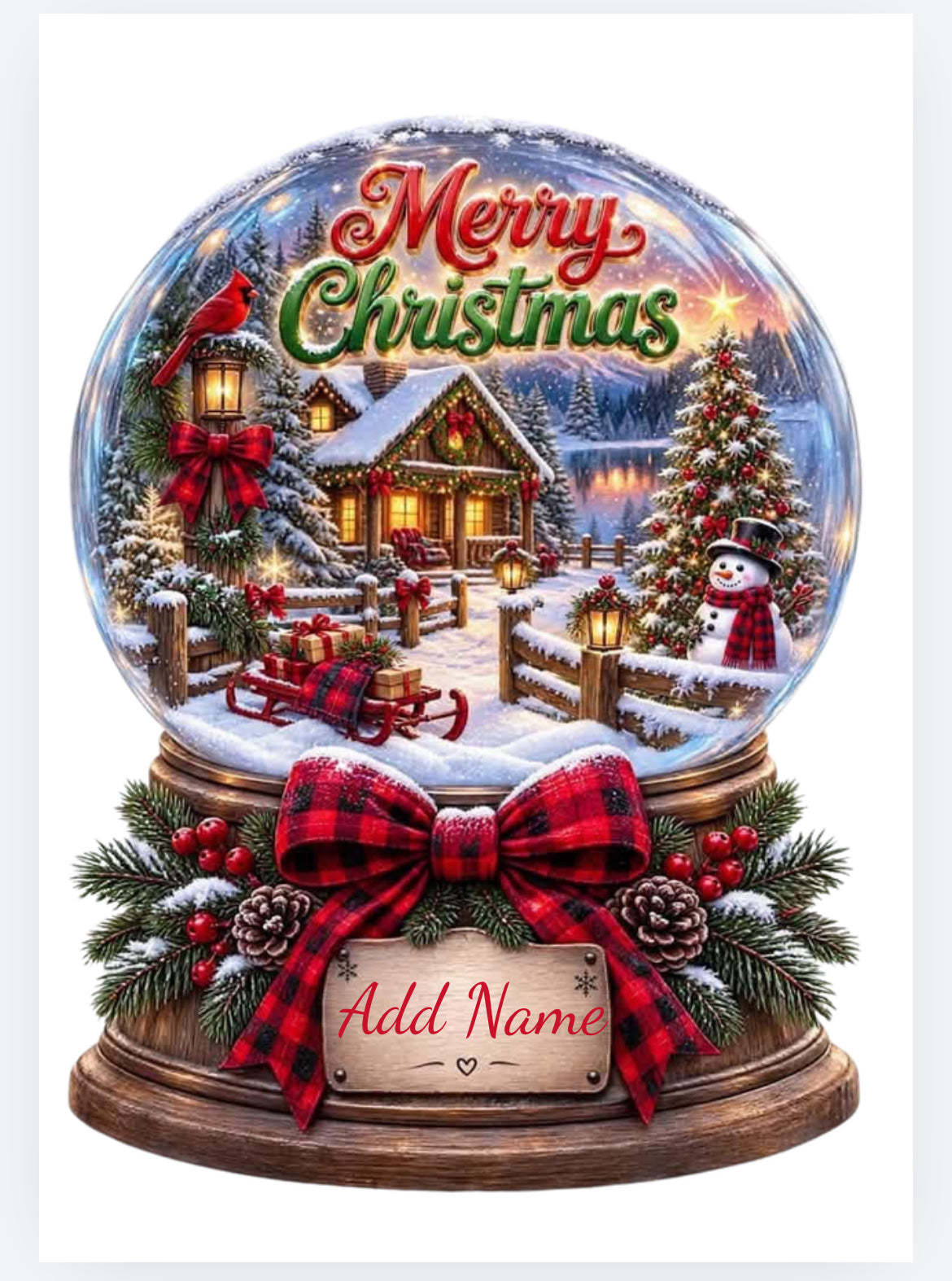 Merry Christmas personalised snowglobe book vase design exclusive UVDTF (UVPOD)