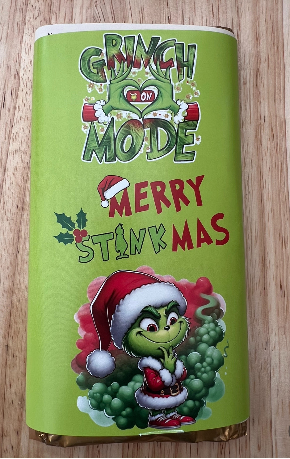 Grinch children’ friendly version chocolate bar wrapper exclusive design