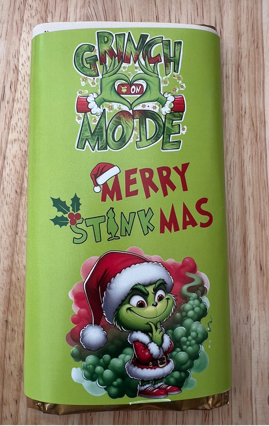 Grinch children’ friendly version chocolate bar wrapper exclusive design