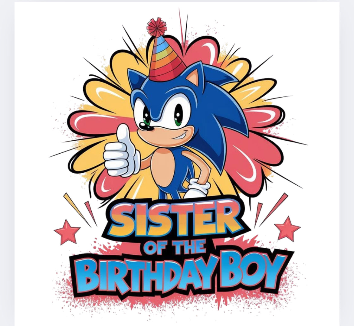 Sonic Birthday boy  DTF transfer POD