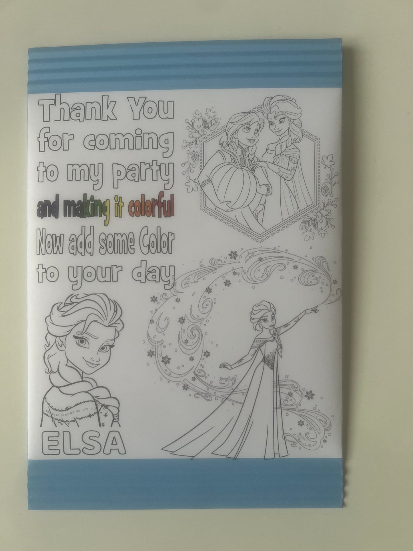 Colour your own birthday wrappers and treat bag set to clear