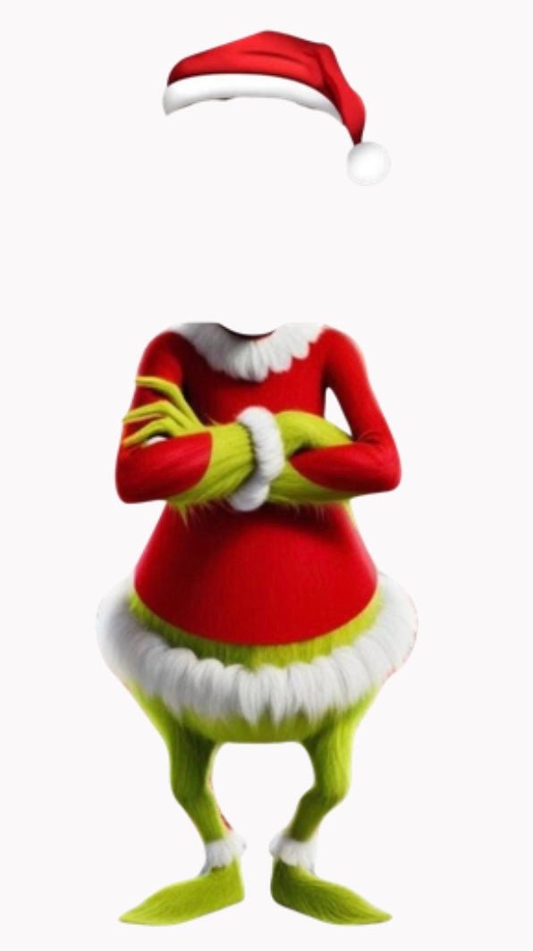 Face photo elf and grinch DTF transfer POD read the description!