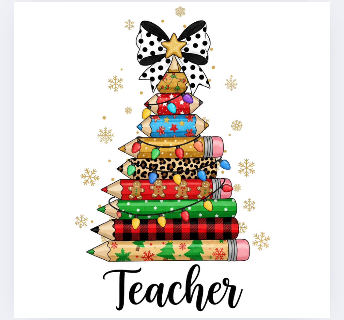 Teacher Christmas tree DTF (POD)