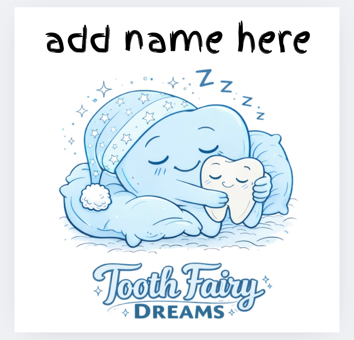 Tooth fairy with name option DTF transfer (POD)