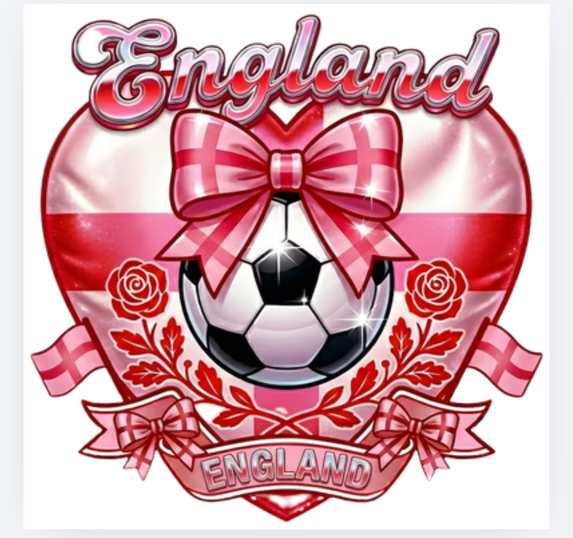 England pink heart Football World Cup 2026 DTF (POD) exclusive