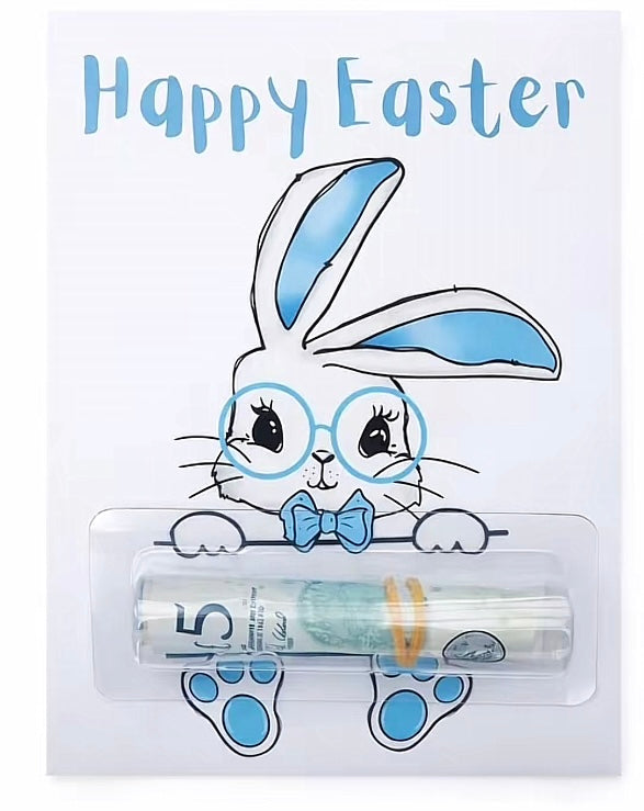 Easter bunny (blue)  money card (money not included)