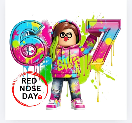 Roblox girl 2 6 7 Red Nose Day DTF (POD) exclusive