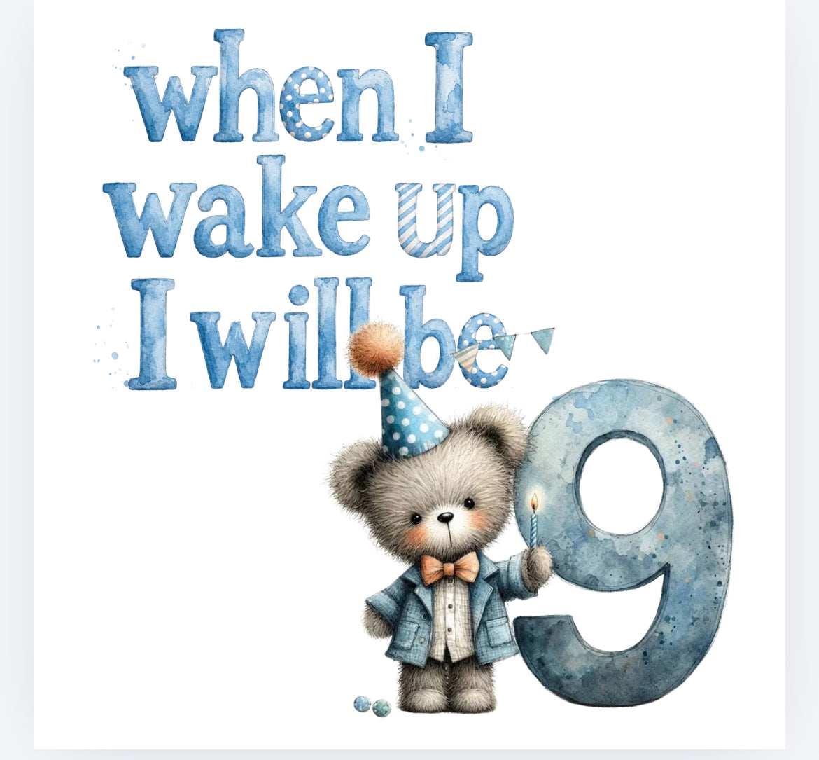 When I wake up blue whimsical bear DTF (POD) exclusive
