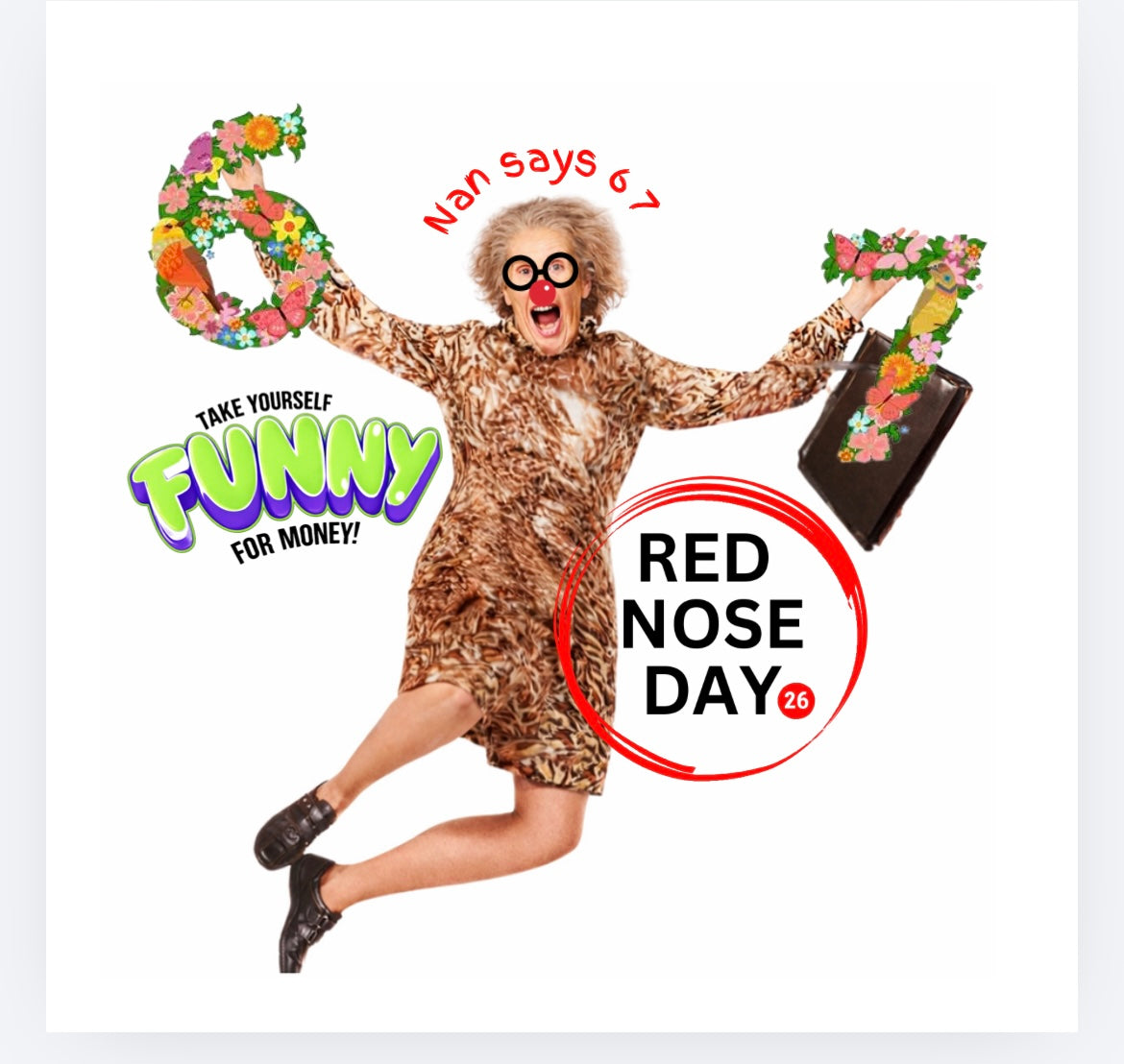 Jumping Nan 6 7 Red Nose Day DTF (POD) exclusive