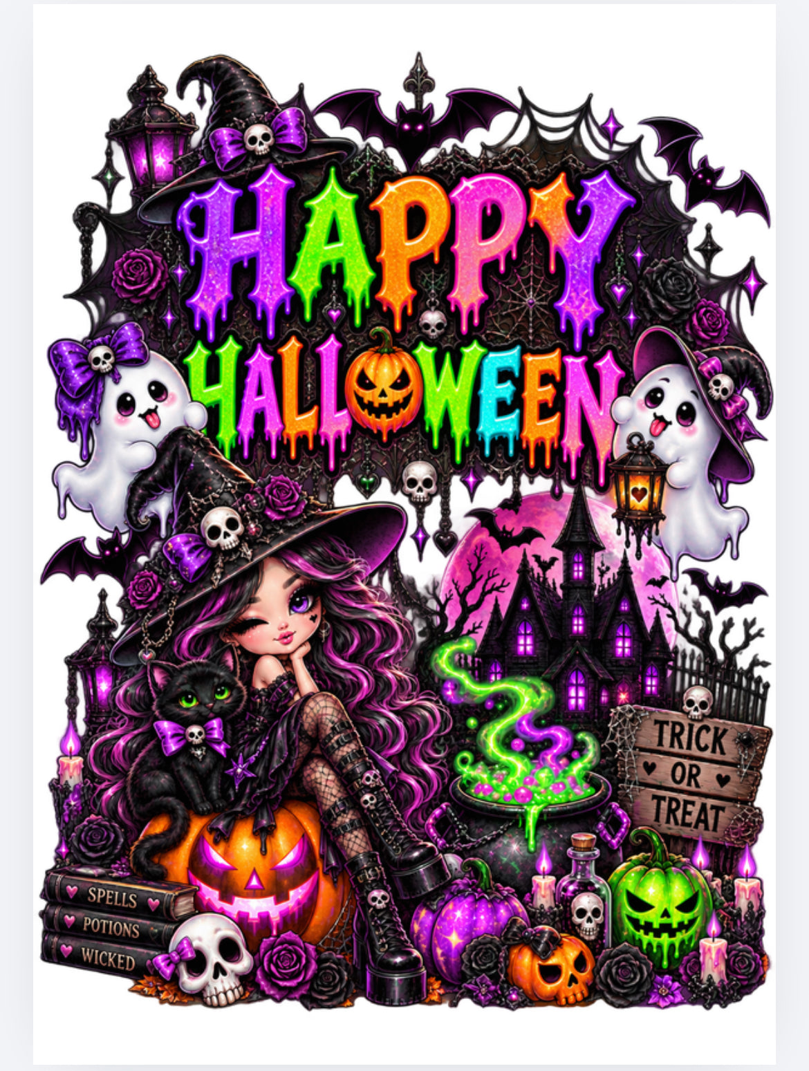 book vase Halloween designs exclusive UVDTF (UVPOD)