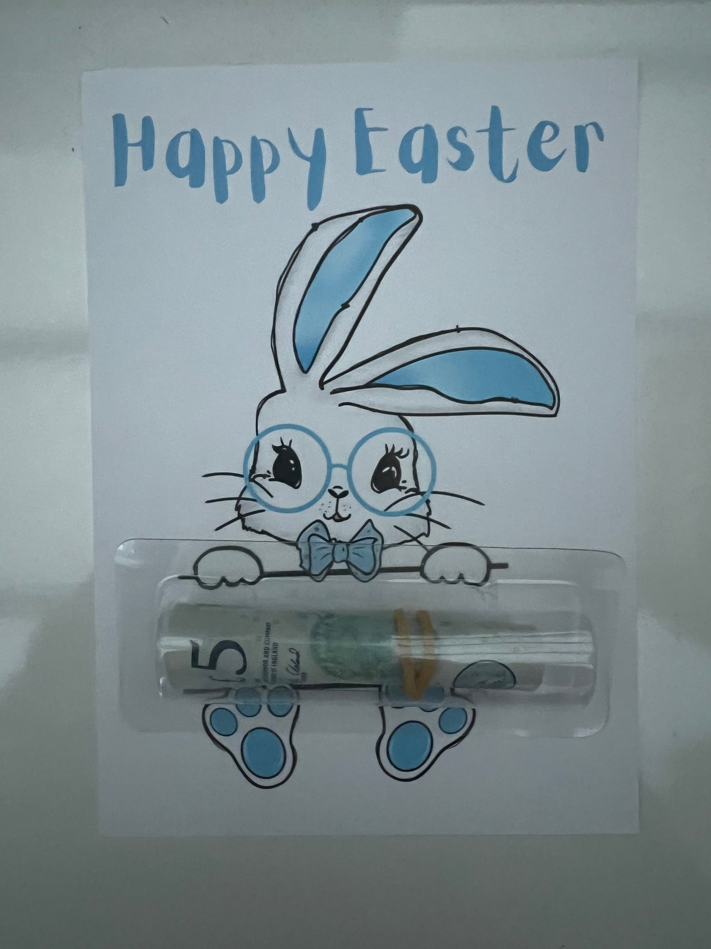 Easter bunny (blue)  money card (money not included)