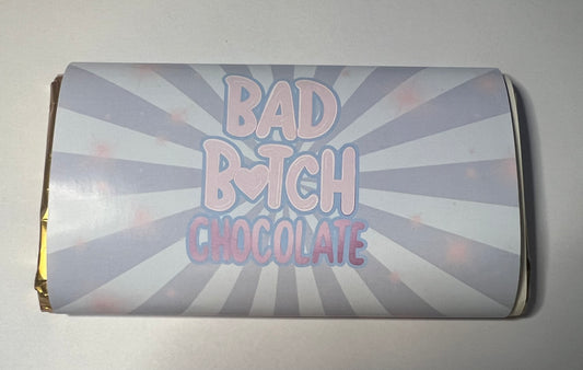 plouise bad bitch chocolate,blue flare chocolate bar wrapper