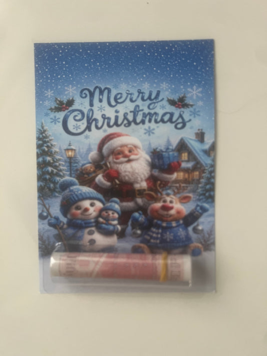 Merry Christmas blue money card  (money not included)