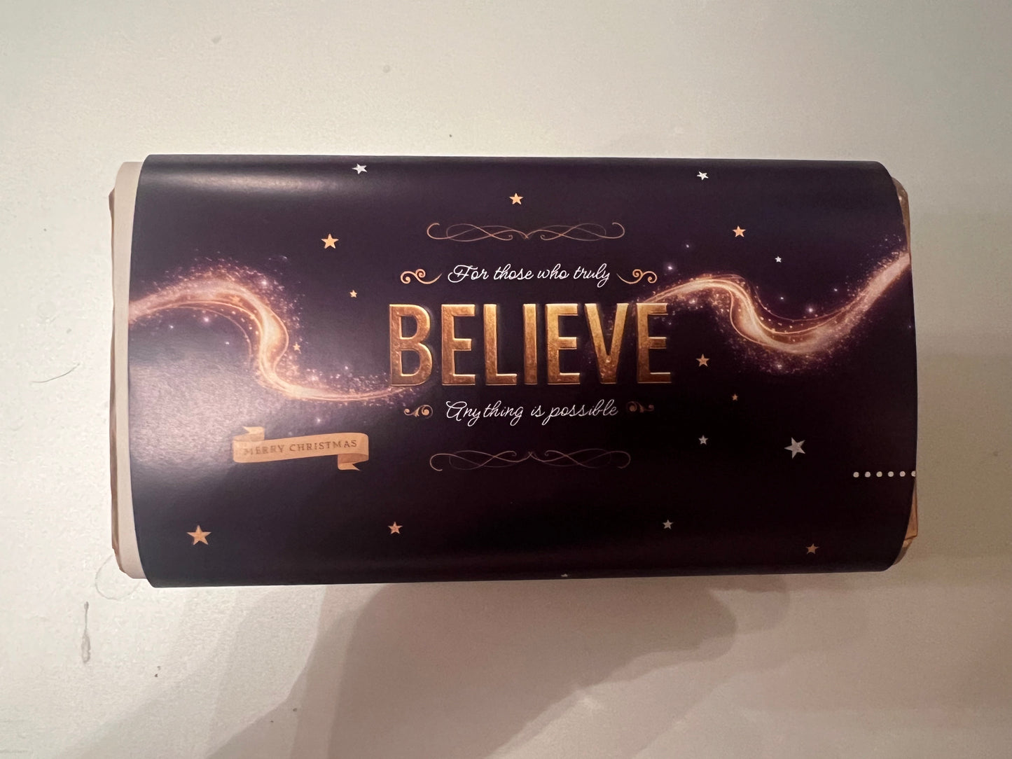 Believe in the magic chocolate bar wrapper
