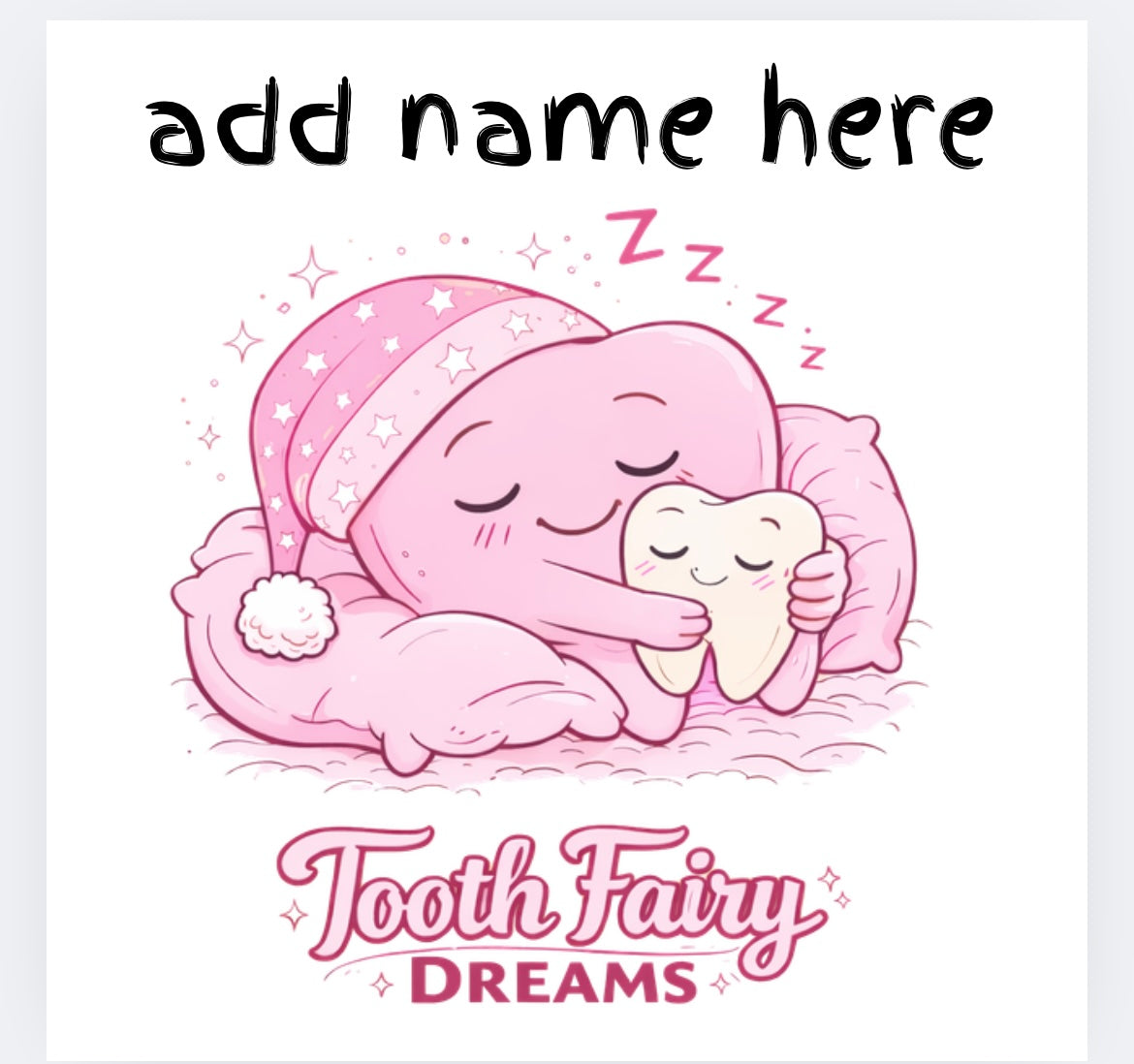 Tooth fairy with name option DTF transfer (POD)