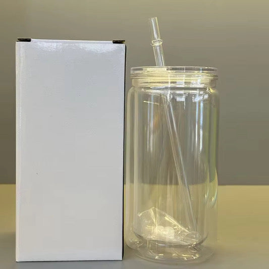 16oz BPA free plastic 16oz snowglobe libbey can with silicon lid - cannot be sent by large letter postage