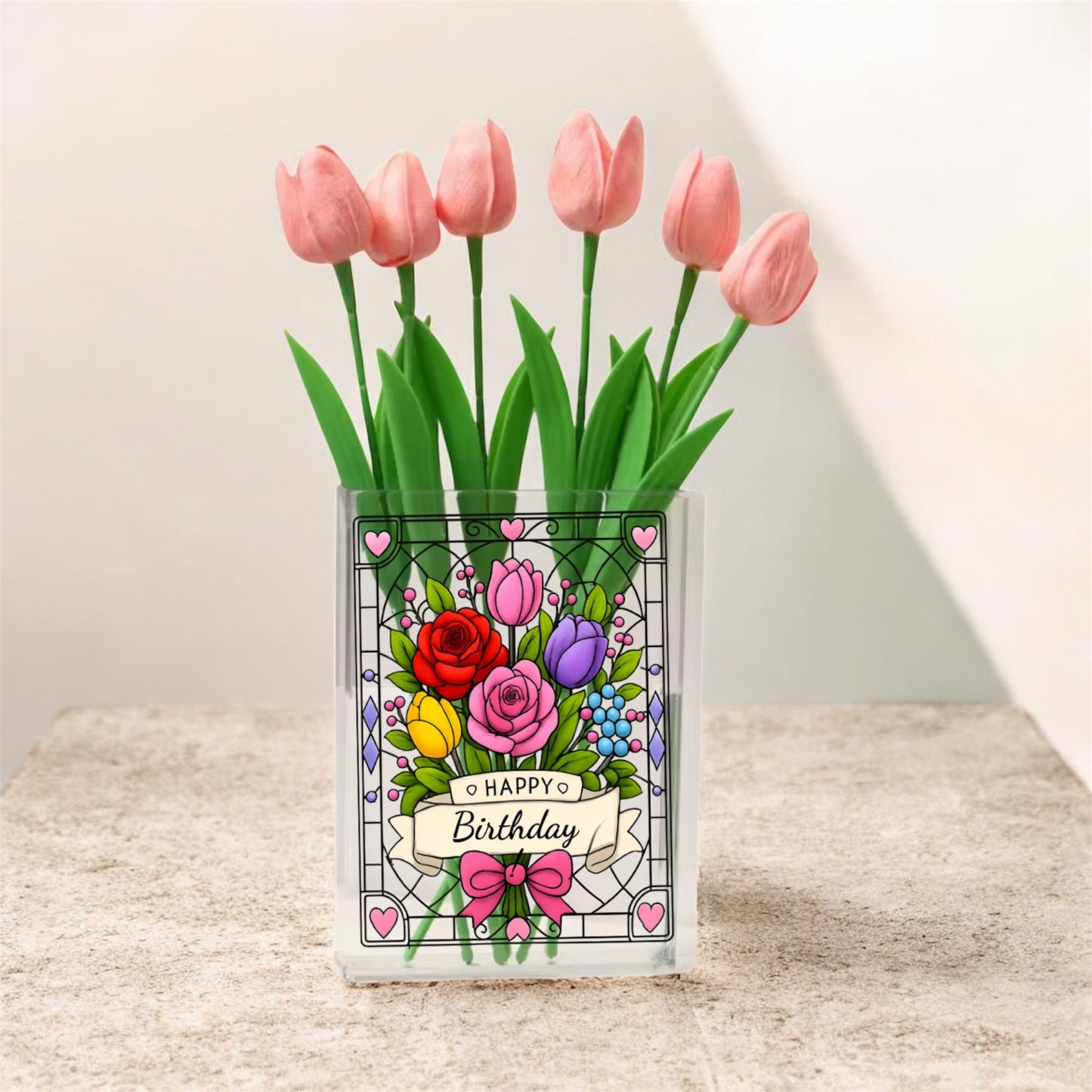 book vase happy birthday bouquet designs exclusive UVDTF (UVPOD)